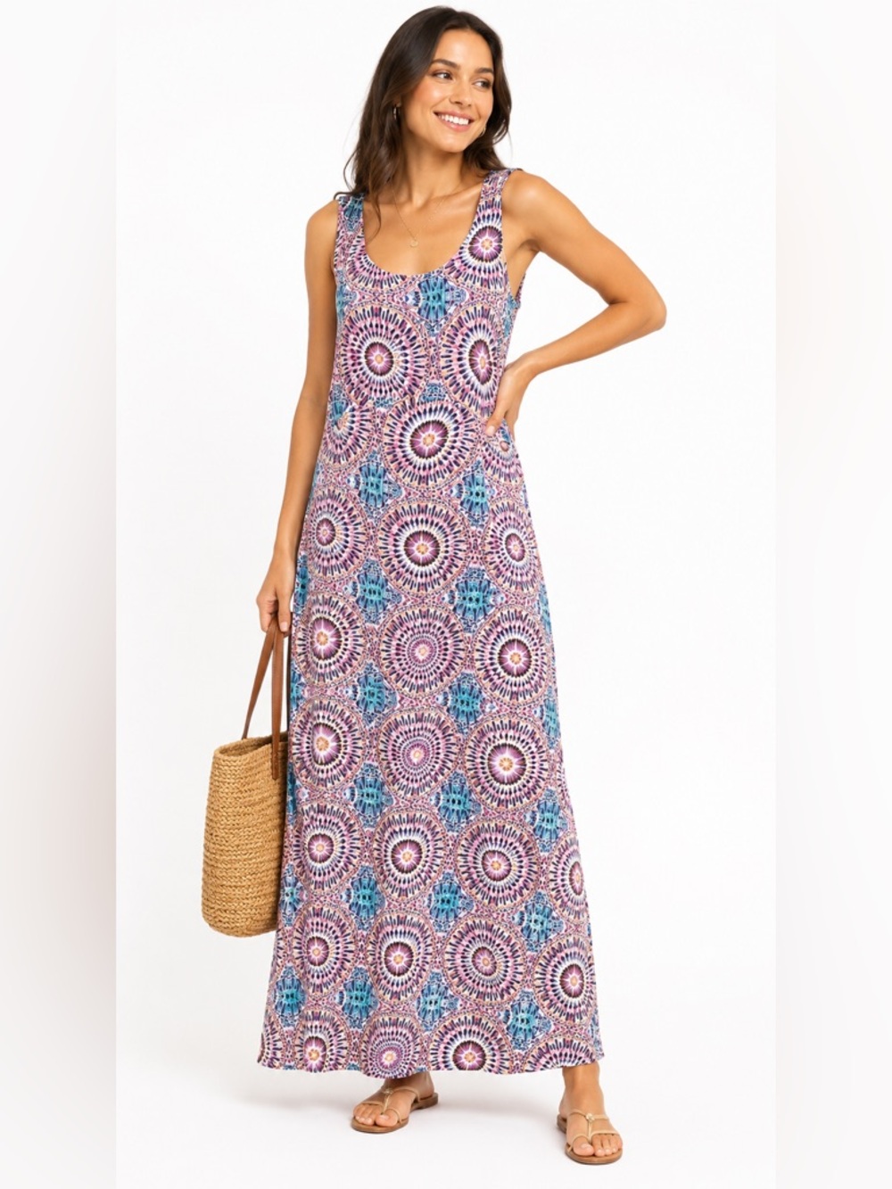 YEST Multicolor Geometric Maxi Dress Women’s Size 6 Boho Festival Hippie Chic